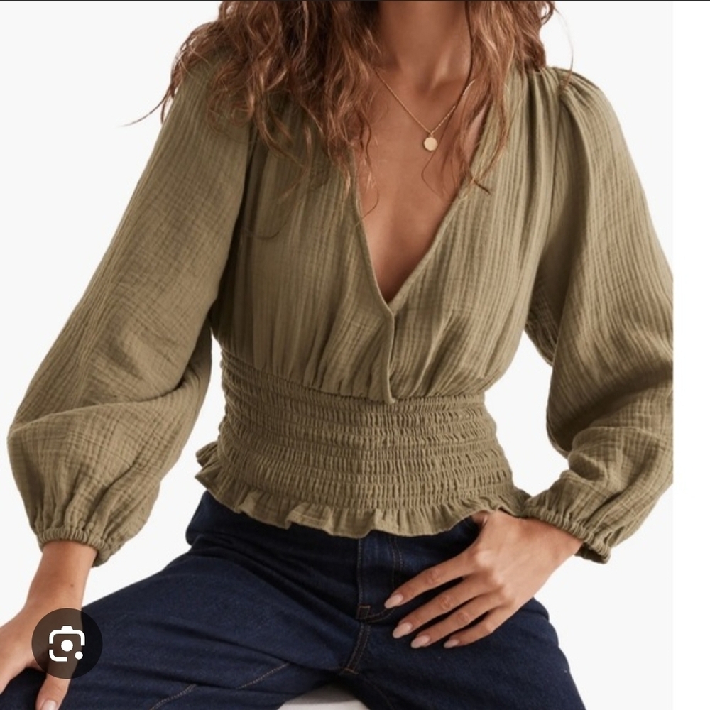 Madewell Lightspun Julianne Smocked-Waist